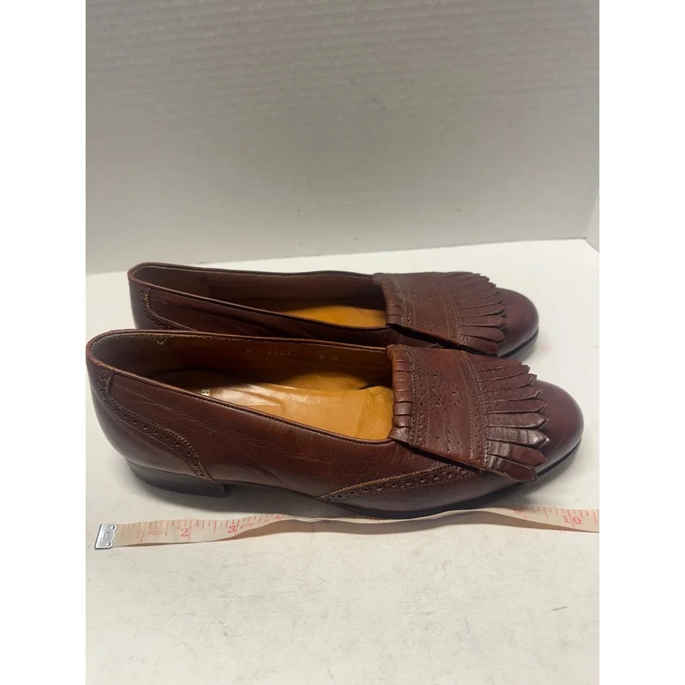 Polo Ralph Lauren Brown Leather Kiltie Loafers Wingtip Made in Italy Men 8D 3056